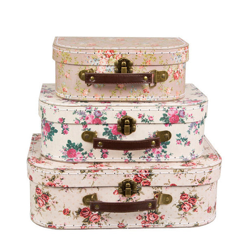 Sass and Belle Set of 3 Vintage Rose Suitcases